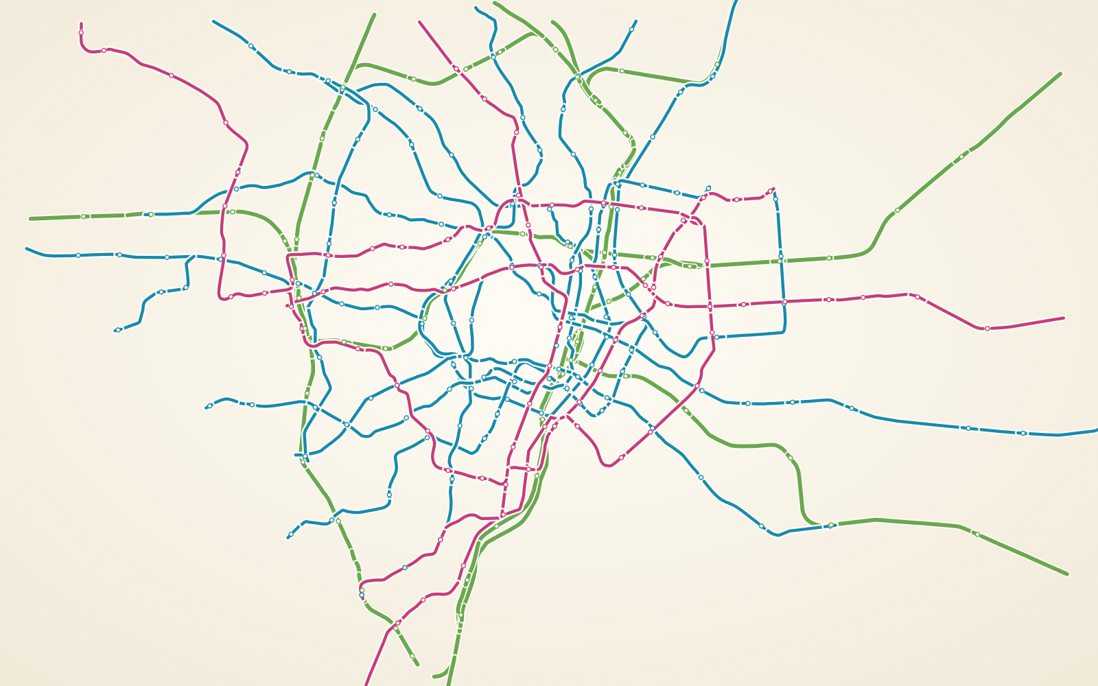 A dense geographic diagram of JR East, Tokyo Metro, and Toei Subway lines across central Tokyo